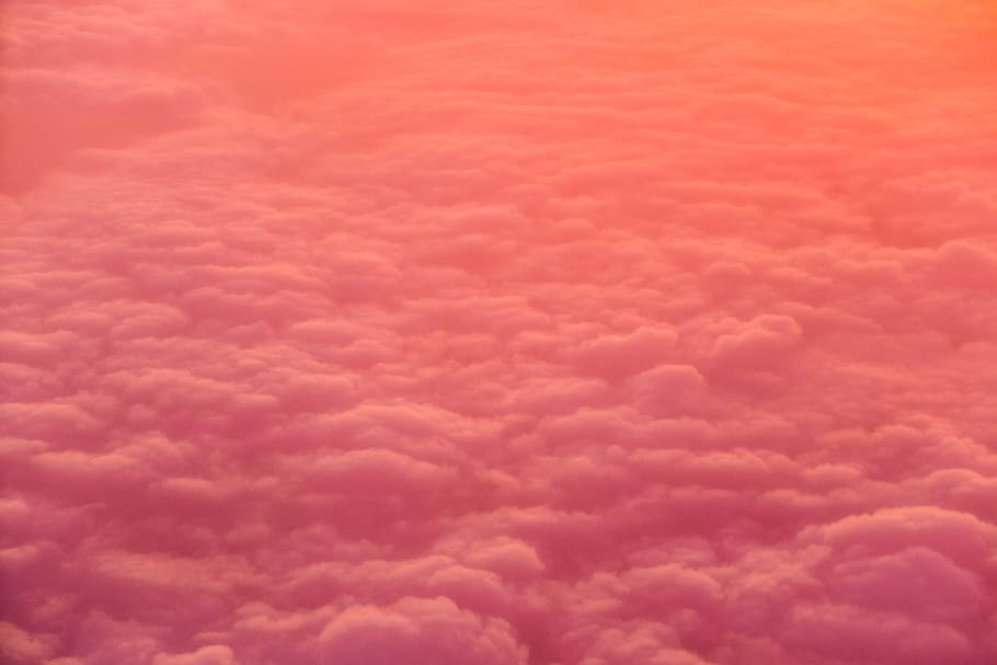 sea of white clouds, untitled, aerial photography, pink, sea of clouds HD wallpaper