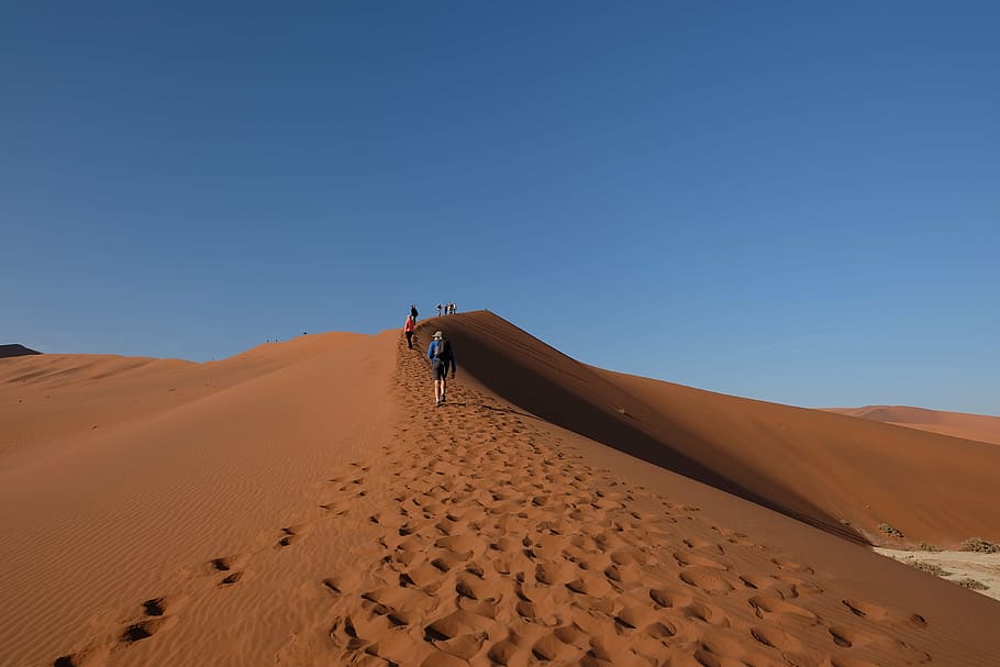 namibia, sossusvlei, desert, sand, human, hiking, travel, discover HD wallpaper
