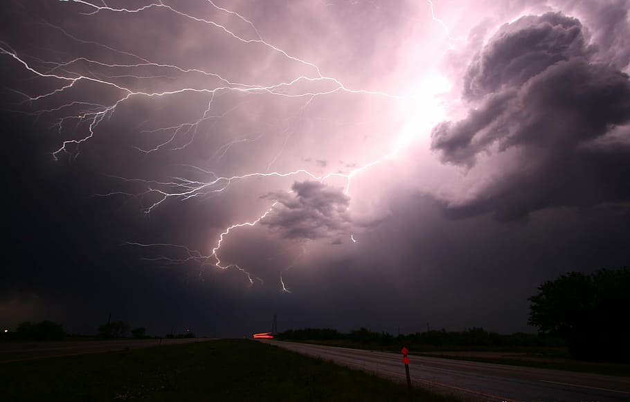 thunder and white cloud, lightning, lightning storm, energy HD wallpaper