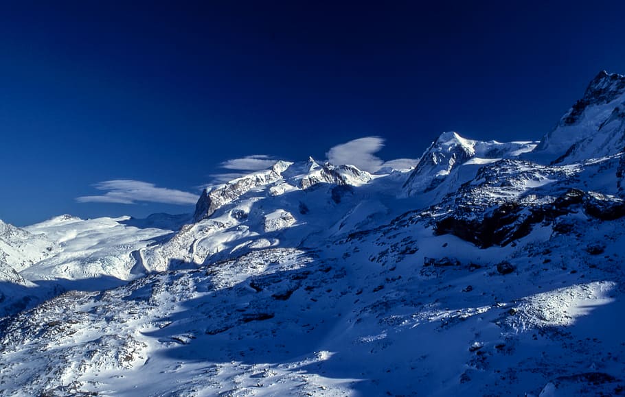 icy mountain photo, icy mountain, snow, cloud, rock, winter, mountain range, HD wallpaper
