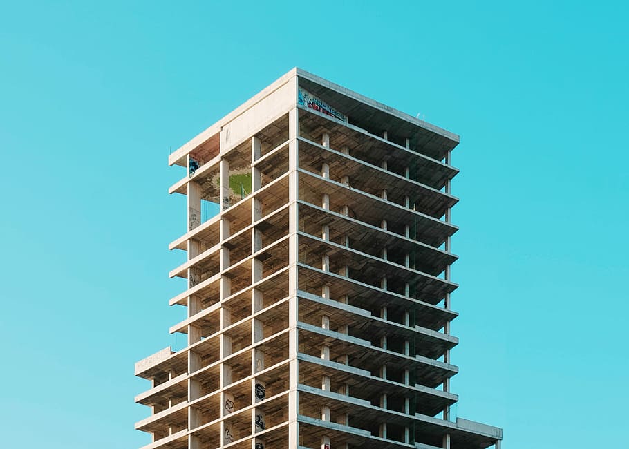 low angle photography of high-rise building, worm's eye view photography of white building HD wallpaper