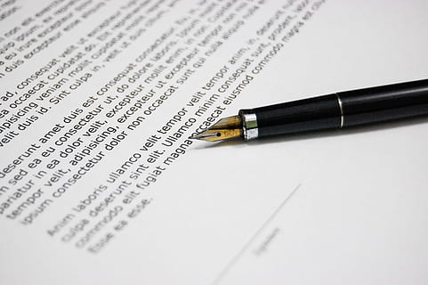 black calligraphy pen on white paper, document, agreement, documents HD wallpaper