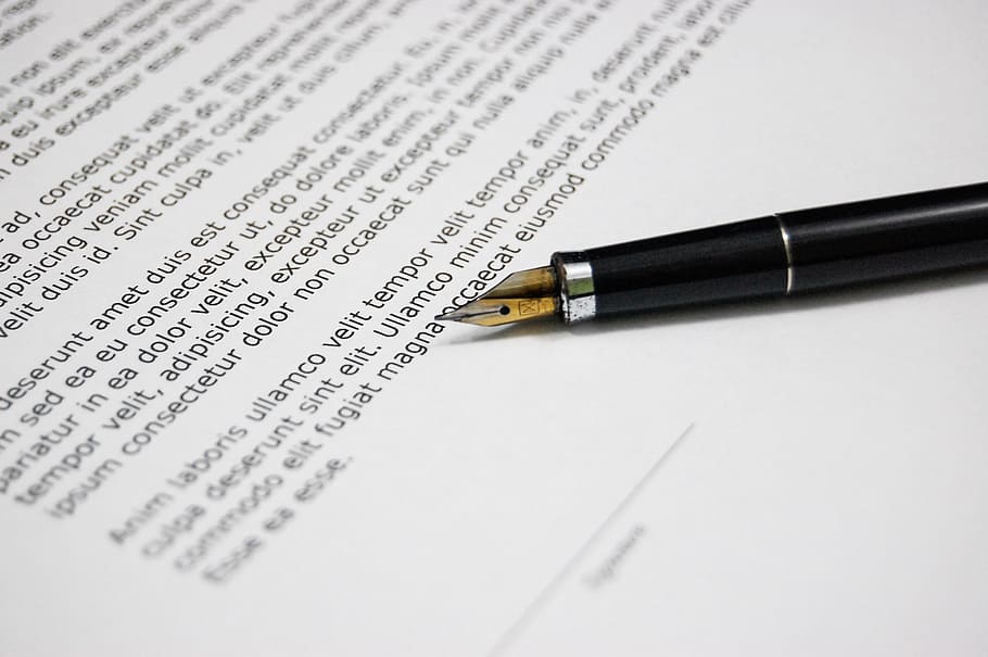 black calligraphy pen on white paper, document, agreement, documents HD wallpaper