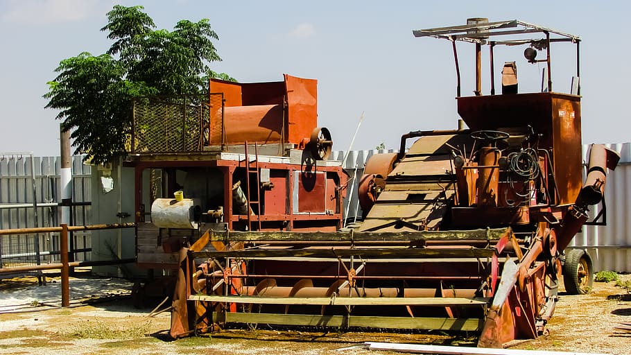 combine, rusty, old, equipment, machine, abandoned, agriculture HD wallpaper