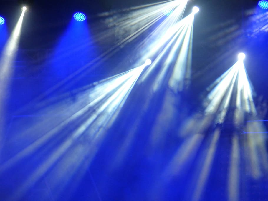 lighted stage light, concert, lighting, reflex, reflection, the headlights, HD wallpaper