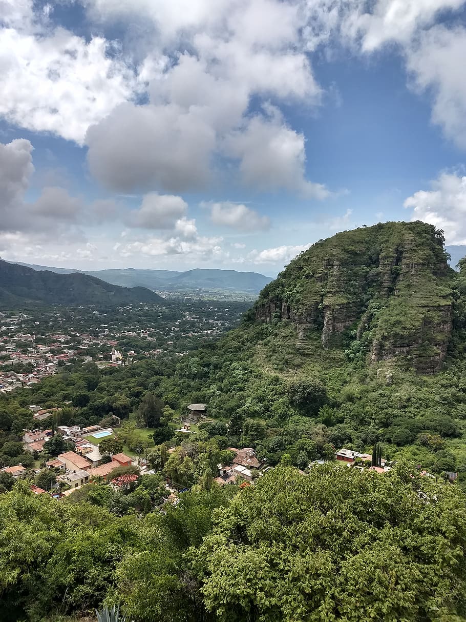 mountain, landscape, mexico, malinalco, cloud - sky, tree, plant HD wallpaper