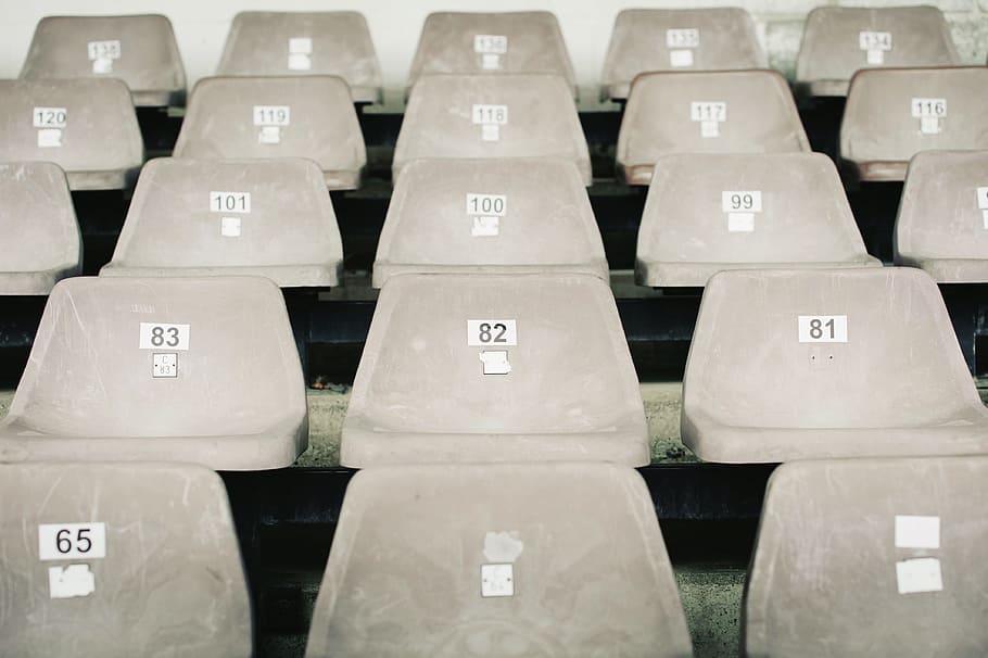 empty bleachers, photography of stage seats, close up, gang, chairs HD wallpaper