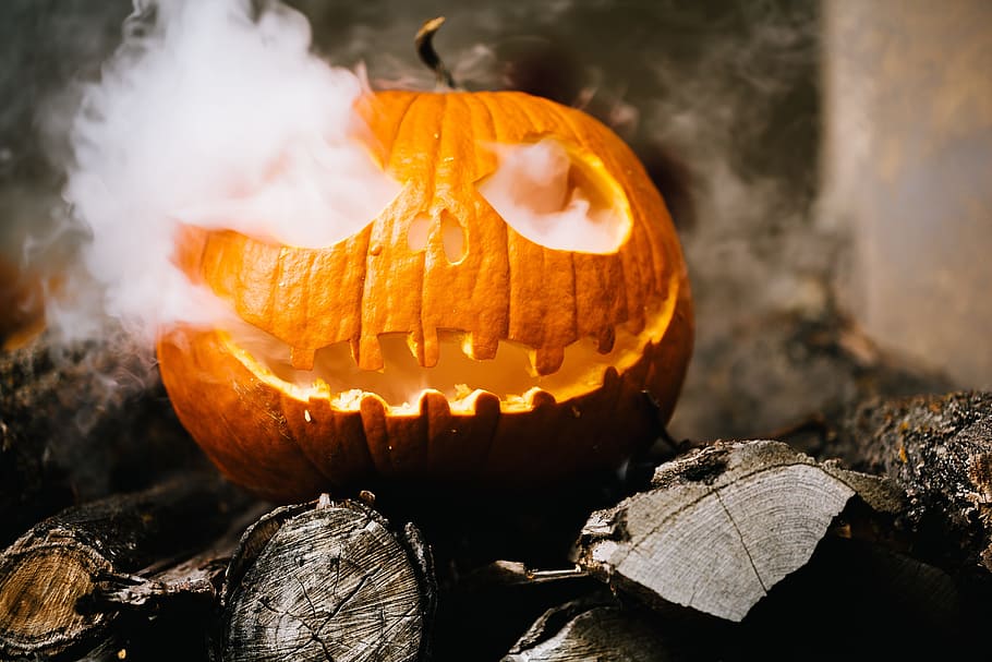 halloween, spooky, jack-o-lantern, pumpkin, autumn, fall, scary, HD wallpaper