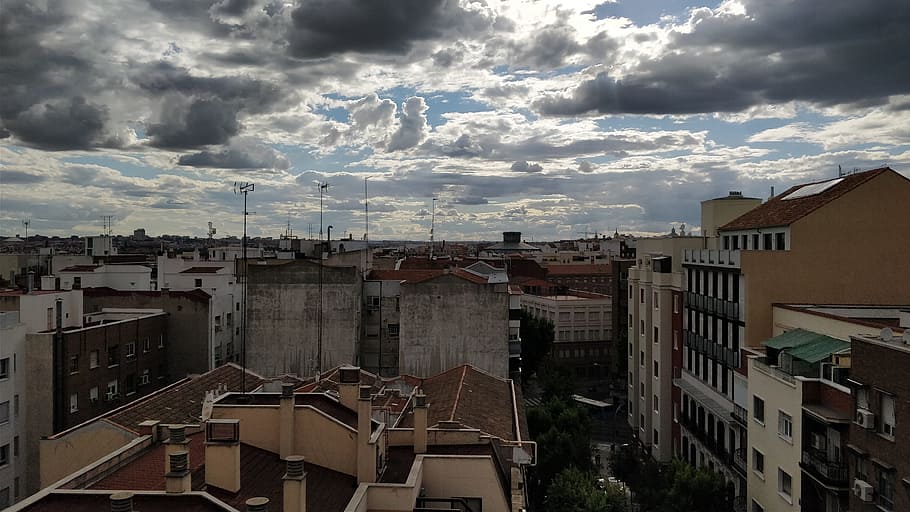 city, clouds, building, sky, town, landscape, cityscape, skyline HD wallpaper