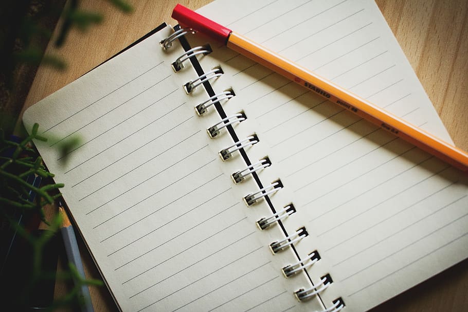 pencil on top of notebook, still, items, things, journal, pages HD wallpaper