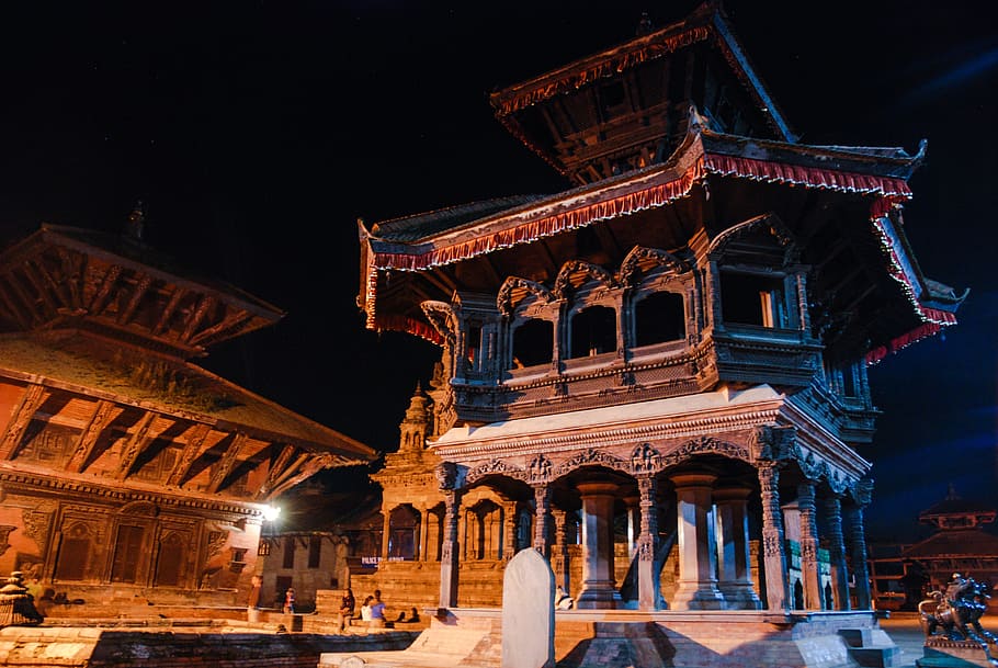 brown building, nepal, temple, night, architecture, built structure HD wallpaper