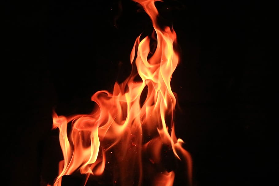 fire illustration, closeup photo of red fire, heat, flame, burn HD wallpaper