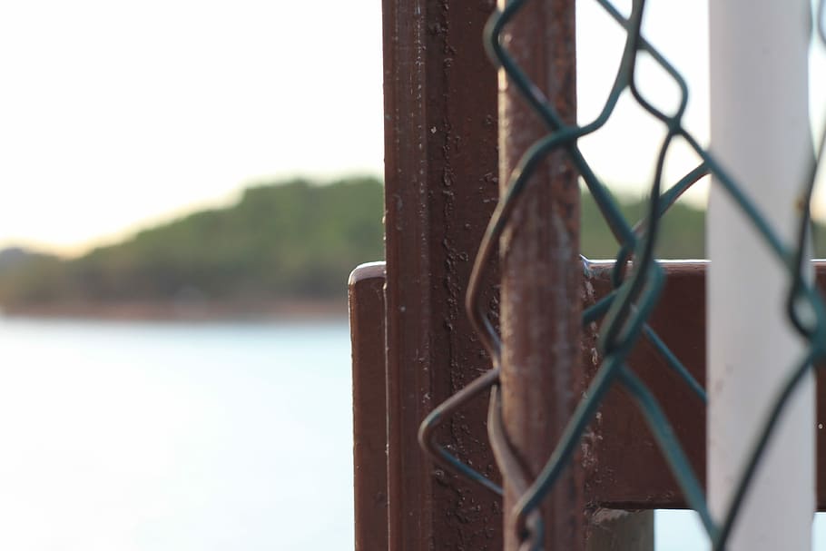 Fence, Mountain, Nature, Forest, Bridge, wire, river, metal HD wallpaper