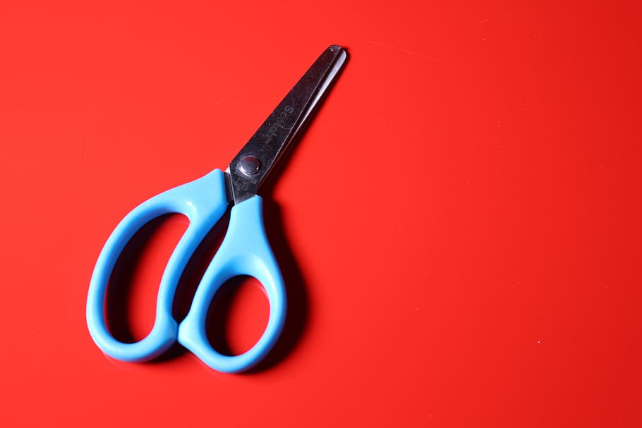 scissors, cut, tool, red, studio shot, colored background, indoors HD wallpaper