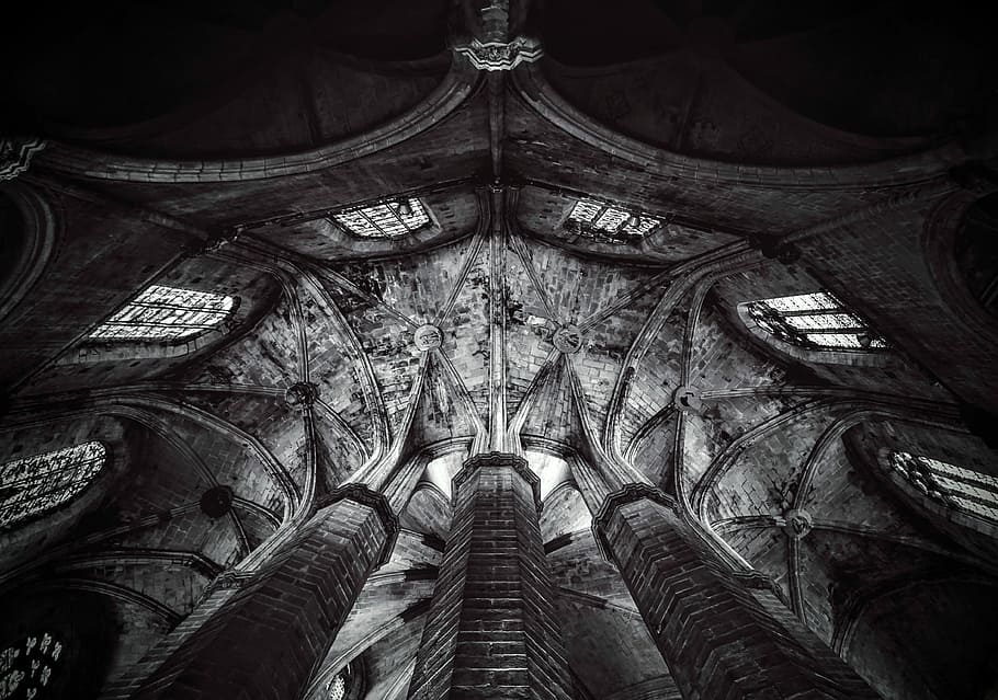 grayscale photo of temple, architecture, church, cathedral, gothic Style HD wallpaper