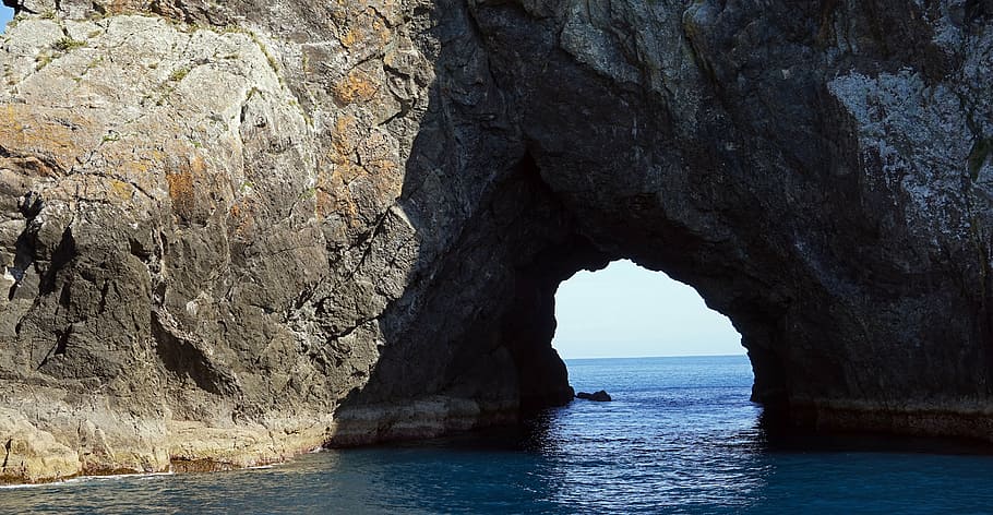 the hole in the rock, piercy island, new zealand, bay of islands, HD wallpaper