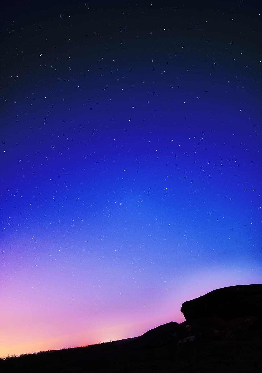 silhouette photo of rock formation under sky, night sky, landscape HD wallpaper