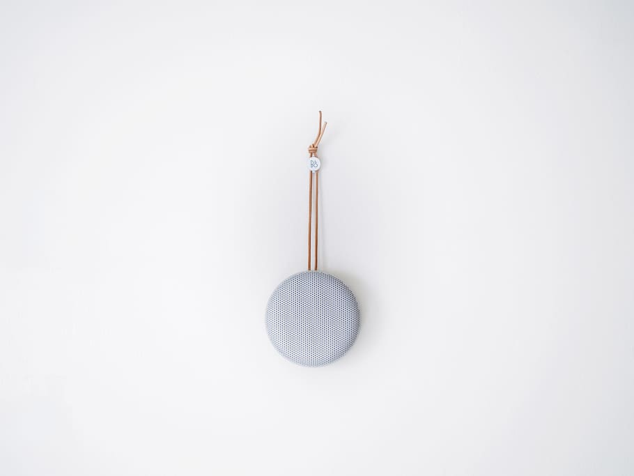 round grey hanging decor on white wall, round gray fabric hanging decor on the wall HD wallpaper