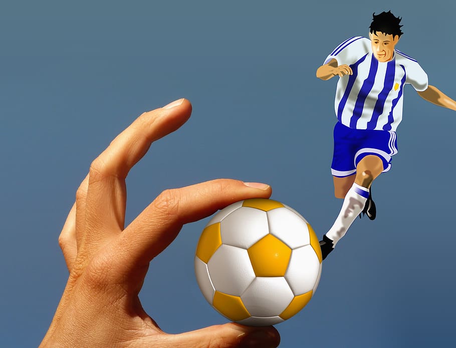 person holding soccer ball, hand, finger, keep, access, football
