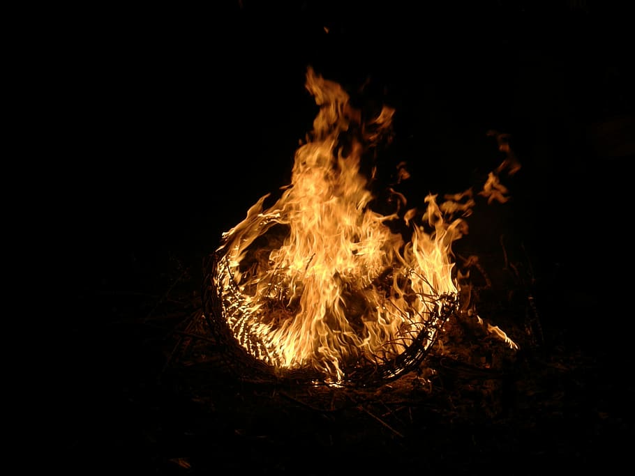 Fire, Flame, Easter Fire, Fire, Burn, Yellow, ring of fire HD wallpaper