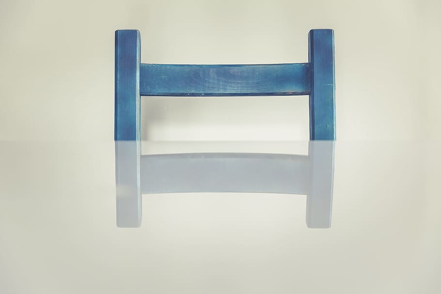 Blue Wooden H Shaped Component, blank, chair, empty, furniture HD wallpaper
