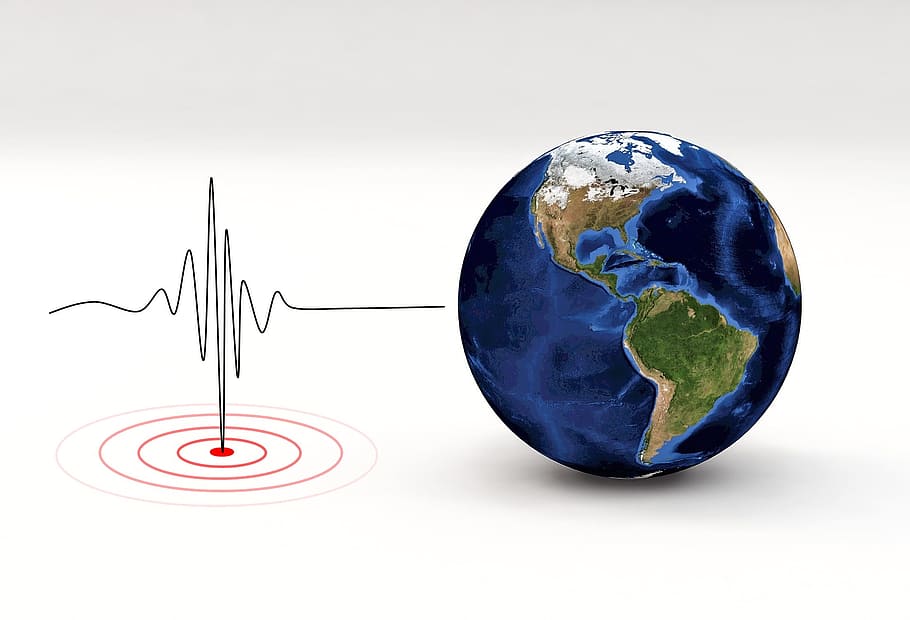 planet earth illustration, earthquake, seismograph, seismic, wave