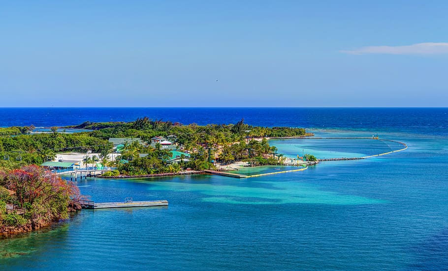 Free download | HD wallpaper: roatan, aerial view, caribbean, water ...