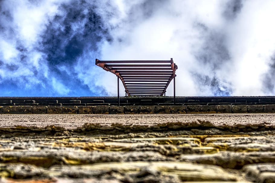 head, fire escape, facade, wall, masonry, sky, clouds, hdr HD wallpaper