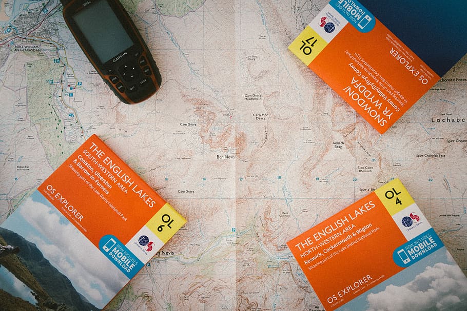 three labeled boxes on map, black and orange candybar phone, ordnance survey HD wallpaper