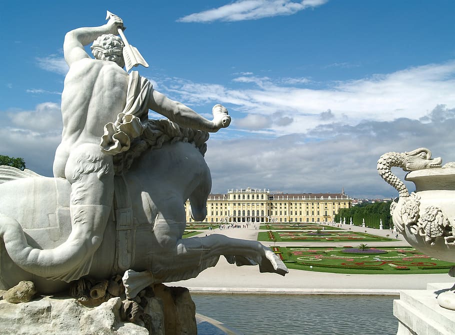 Schloß Schönbrunn, Vienna, Austria, building, landmark, sculpture, HD wallpaper