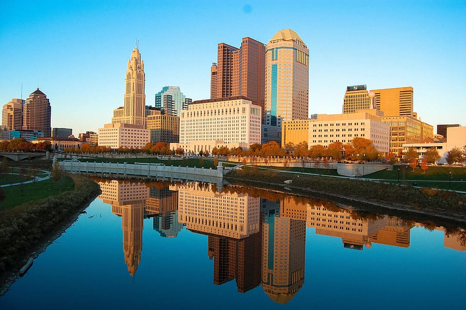 architecture, building, infrastructure, blue, sky, skyscraper HD wallpaper