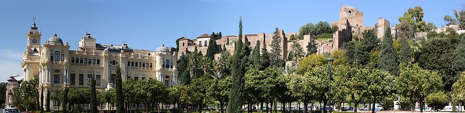 panorama, spain, costa del sol, malaga, alcazaba, places of interest, HD wallpaper