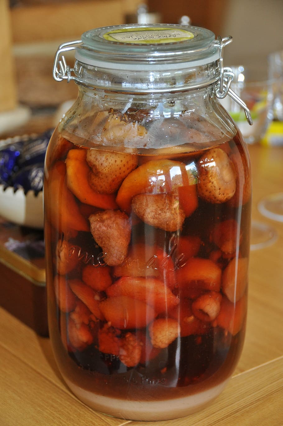 rumtopf, danish, german, dessert, fruits, jar, food, canning HD wallpaper