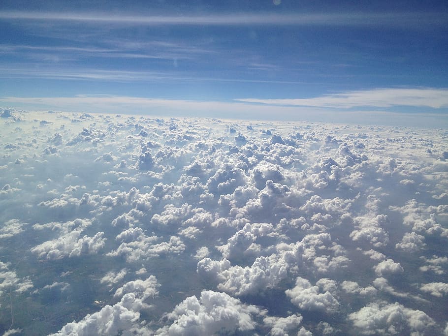 white clouds photography, flying, sky, airplane, nature, beautiful HD wallpaper