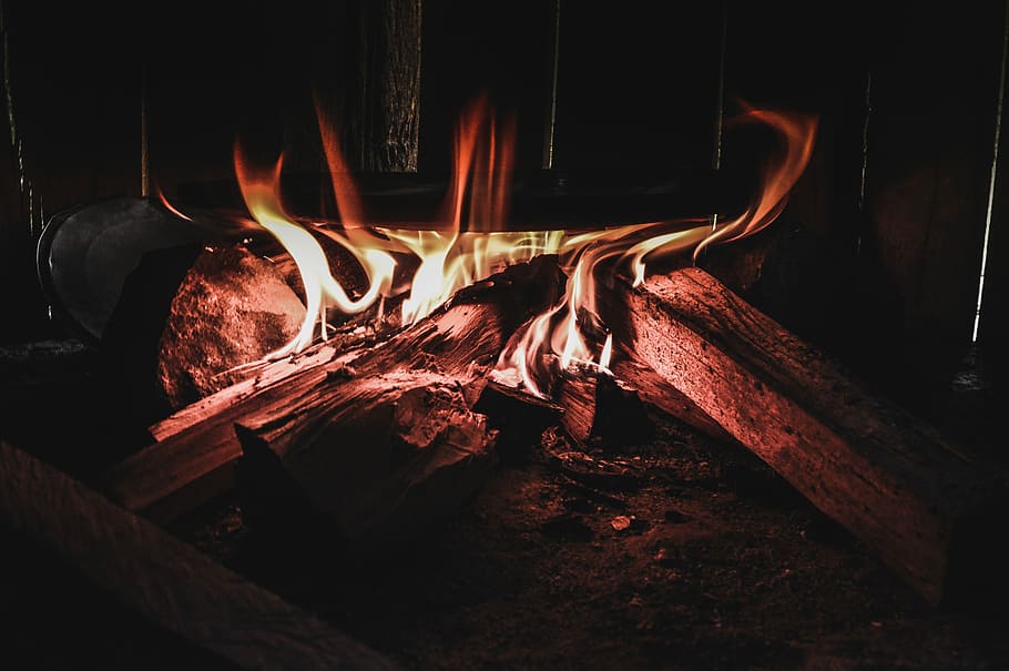 firewood burning, close up photo of pot on burning firewood, flame HD wallpaper
