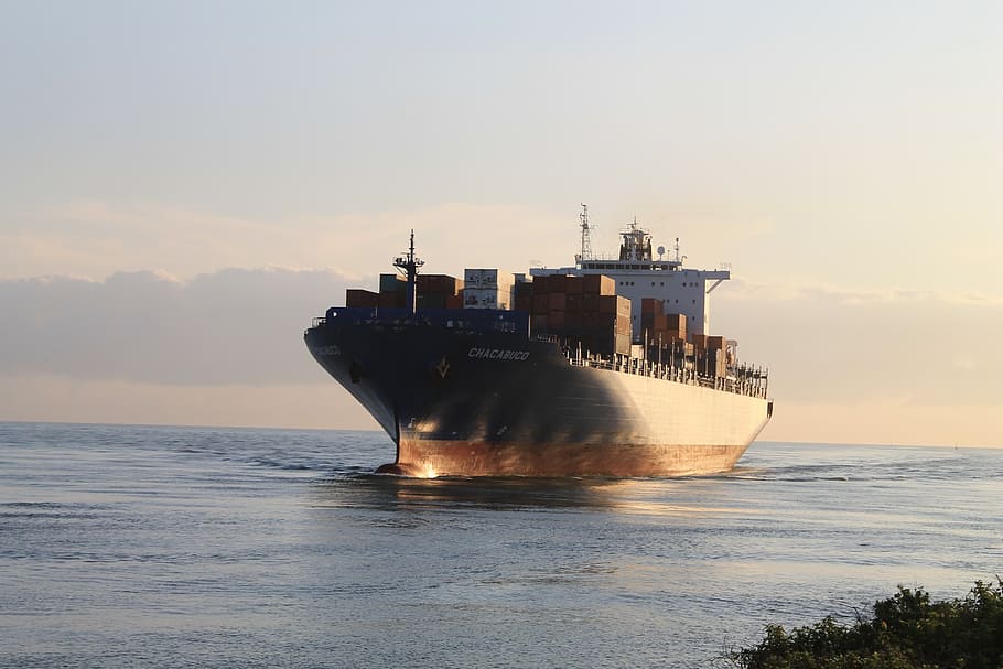 ship sailing, freighter, cargo ship, industry, port, goods, transportation