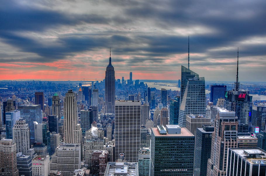 NYC, aerial view of building photo, architecture, tower, city HD wallpaper