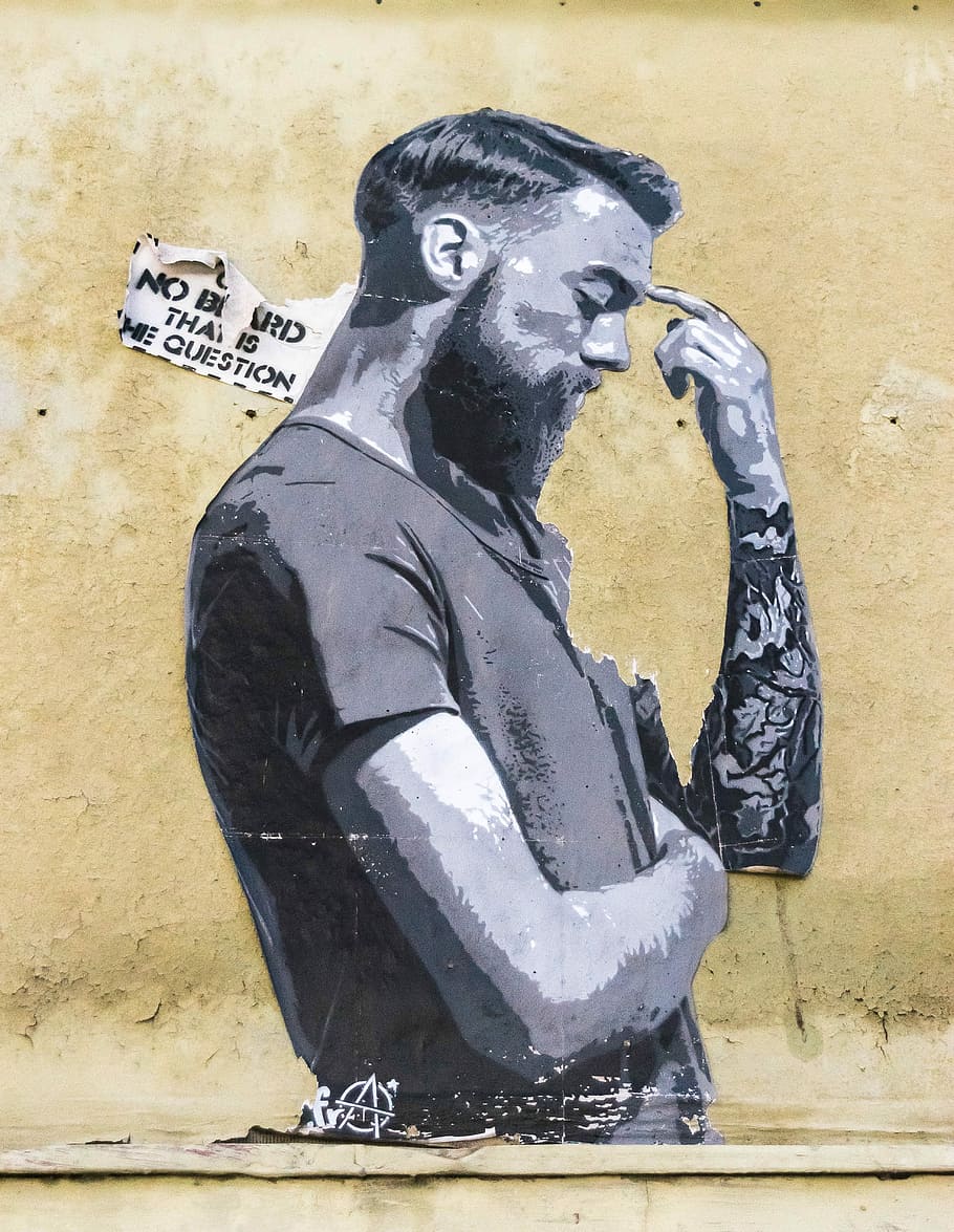 Wall, Man, Profile, Thinking, Type, tattoo, facade, art, hauswand HD wallpaper