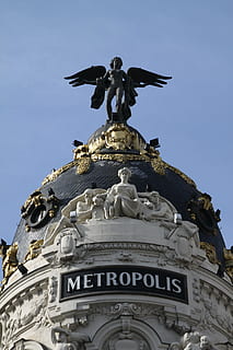 madrid, metropolis, architecture, domes, sculpture, statue HD wallpaper