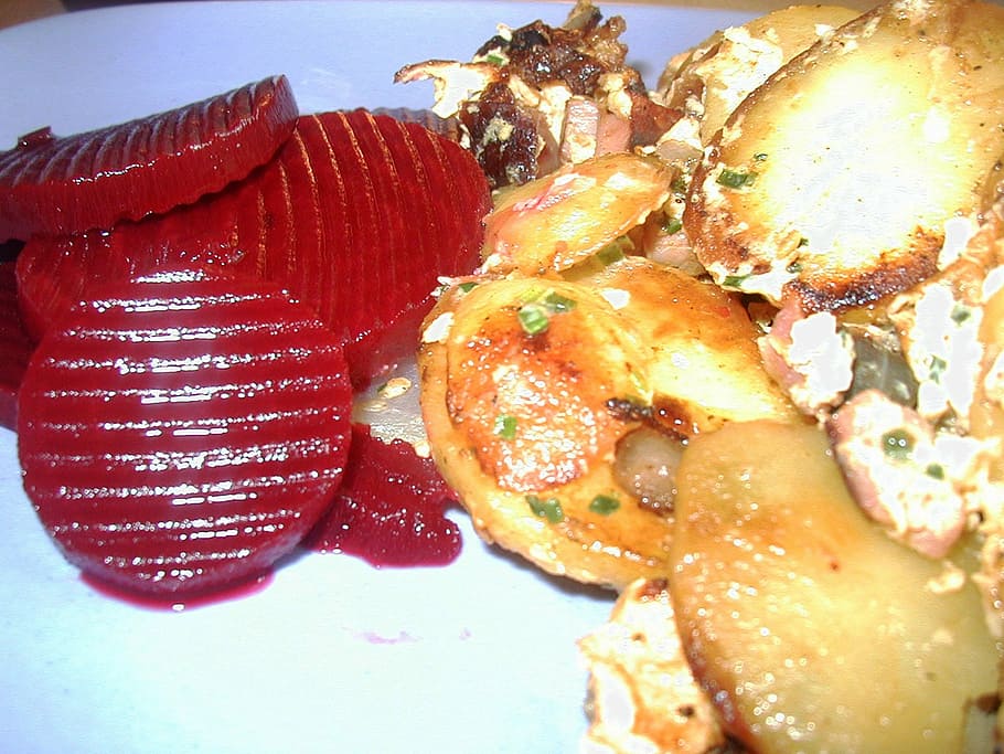 beetroot, fried potatoes, lunch, substantial, delicious, hearty HD wallpaper