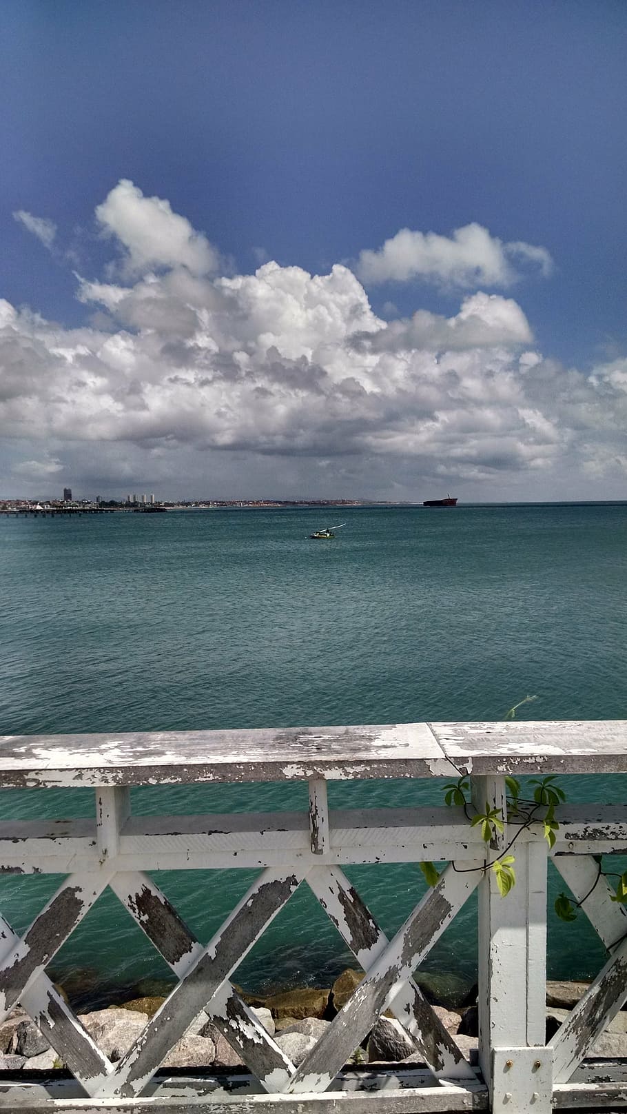 sky, mar, bridge, horizon, landscape, beach, clouds, beira mar HD wallpaper