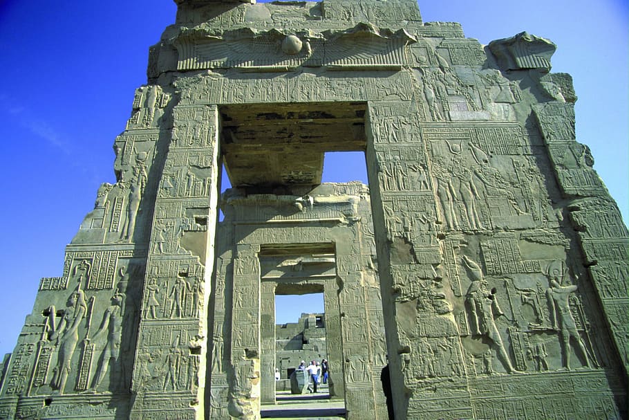 egypt views, stone gate, scenery, architecture, history, famous Place HD wallpaper