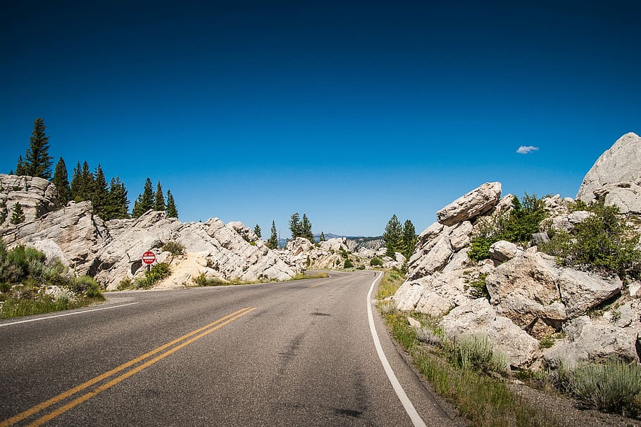A Road Through Rocks, bestamericanroadtrip, sky, traveling, usa, HD wallpaper