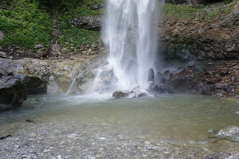 waterfall, water basin, inject, flow, murmur, cool, roaring HD wallpaper