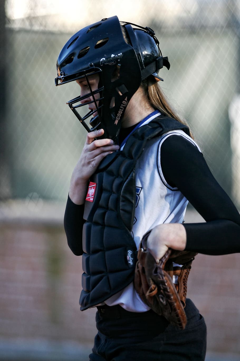 softball, catcher, girl, catcher's mask, glove, game, player, HD wallpaper