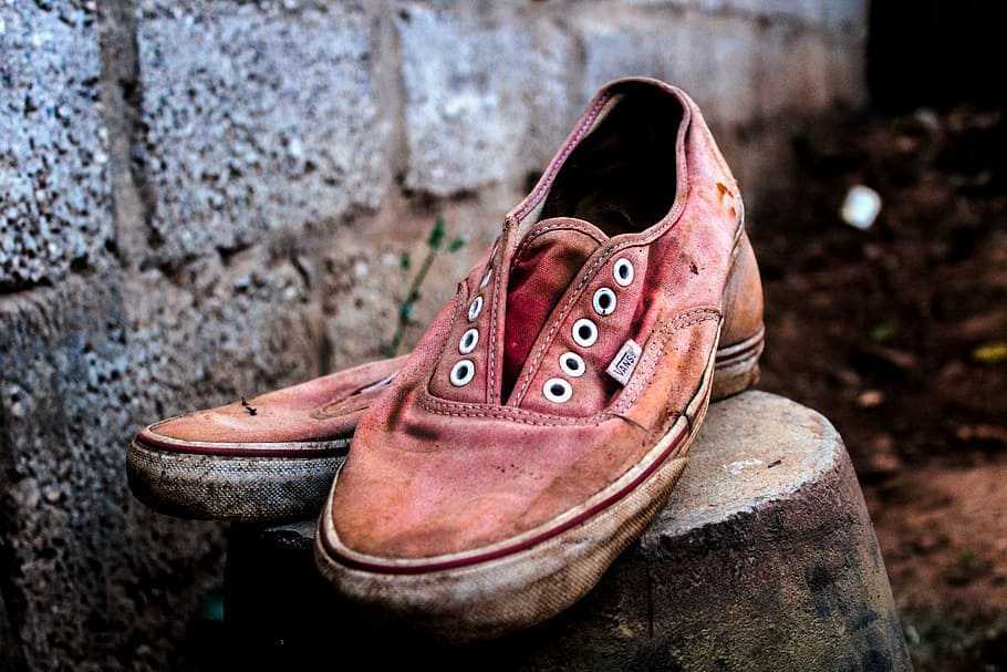 Shoes, shallow focus photography of pair of shoes, worn, vans, HD wallpaper
