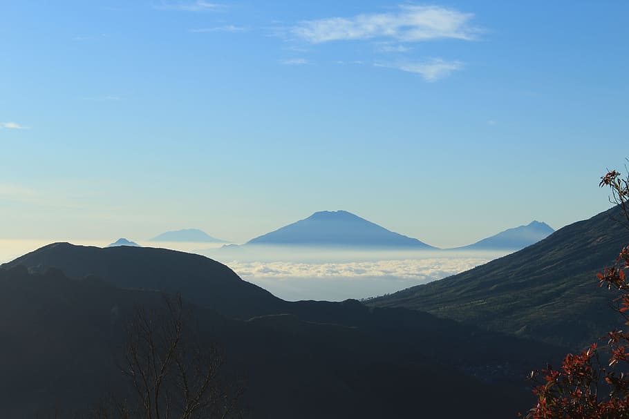Mount, Cloud, sikunir, jateng, the sky is blue, view, the landscape