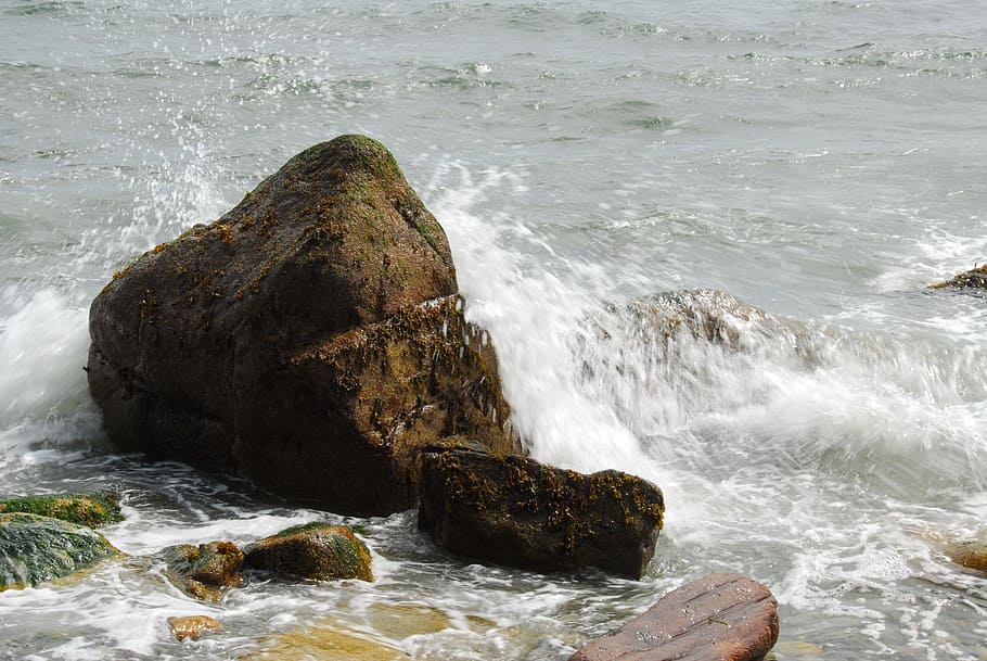 Rock, Wave, Ocean, Sea, Sea, Water, Coast, coastline, rock - object HD wallpaper