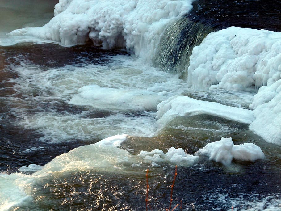 Waterfall, Ice, Snow, Cold, Winter, nature, season, natural HD wallpaper