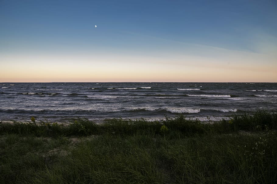 Dusk and Horizon landscape upon Lake Michigan at J.W. Wells State Park